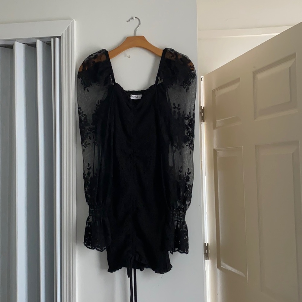 Black mini dress with beautiful sleeves